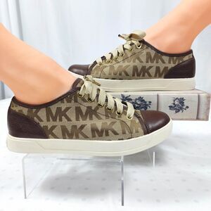 Michael Kors Logo City Sneakers Womens Sz 5 1/2 Medium Brown Excellent Condition